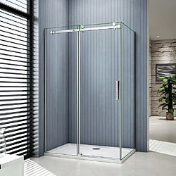 Cabine de douche 110x100x195cm porte de douche coulissante en verre anticalcaire avec une paroi de douche de 100cm