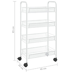 vidaXL Chariot de cuisine à 4 niveaux Blanc 46x26x85 cm Fer pas cher