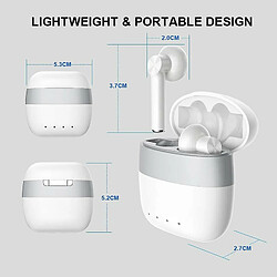 Chrono Écouteurs sans fil Bluetooth 5.1 IPX5 Étanche 30H Playtime True Casque stéréo sans fil pour iPhone Android avec étui de chargement Écouteurs intra-auriculaires Casque Micro Hi-Fi Sound Deep Bass Sport/Voyage/Gym(Blanc)