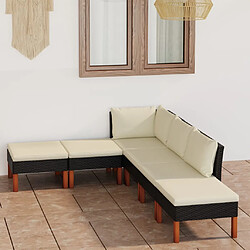 Maison Chic Salon de jardin 6 pcs + coussins - Mobilier/Meubles de jardin - Table et chaises d'extérieur Résine tressée Noir -MN58968