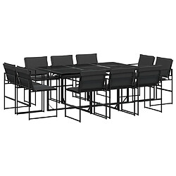 vidaXL Ensemble à manger de jardin avec coussins 11 pcs noir textilène