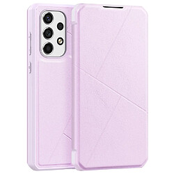 Etui en PU DUX DUCIS magnétique auto-absorbant avec support et porte-cartes rose pour votre Samsung Galaxy A73 5G