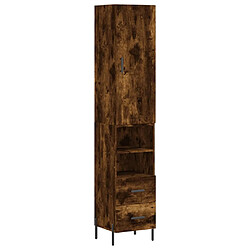 vidaXL Buffet haut Chêne fumé 34,5x34x180 cm Bois d'ingénierie