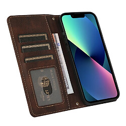 Etui en PU texture rétro avec support et porte-cartes pour votre iPhone 13 mini 5.4 pouces - marron