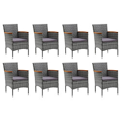 Avis Maison Chic Ensemble à manger d'extérieur 9 pcs avec coussins,Salon de jardin,Mobilier de jardin Poly rotin Gris -GKD967883