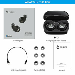 Avis Écouteurs D'Origine Edifier Tws1 Tws Bluetooth 5.0 Aptx Touch Control Ipx5 Écouteurs Ergonomiques Sans Fil Noir