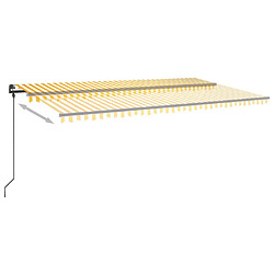 Acheter vidaXL Auvent automatique capteur de vent et LED 6x3,5m Jaune et blanc