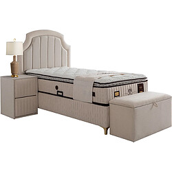 Avis Vivenla Banc bout de lit coffre avec rangement coloris beige design en velours L. 80 x P. 41 x H. 45 cm collection DELHI