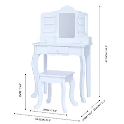 Acheter Coiffeuse enfant table de maquillage avec miroir et tabouret blanche Fantasy Fields TD-13366D