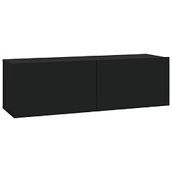 Maison Chic Ensemble de meubles TV 3 pcs | Banc TV Moderne pour salon | Meuble de Rangement - Noir Bois d'ingénierie -MN59604 pas cher