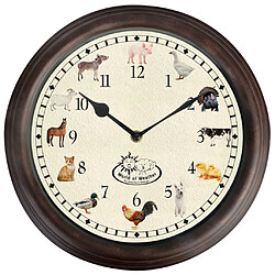 Decoshop26 Horloge murale avec sons d'animaux de ferme 30 x 4,6 cm DEC022246