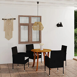 vidaXL Ensemble de salle à manger de jardin 5 pcs Noir