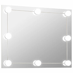 vidaXL Miroir mural sans cadre avec lampes LED Rectangulaire Verre