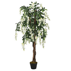 vidaXL Glycine artificielle 840 feuilles 150 cm vert et blanc