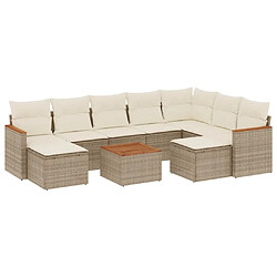 Maison Chic Salon de jardin avec coussins 10 pcs | Ensemble de Table et chaises | Mobilier d'Extérieur beige résine tressée -GKD36120