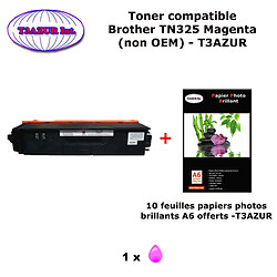 Toner compatible TN325 M pour imprimante Brother DCP 9055CDN, 9270CDN Magenta+ 10f A6 brillants - T3AZUR