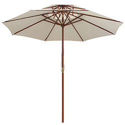 ComfortXL Parasol De Terrasse 270 X 270 Cm Poteau En Bois Blanc Crème