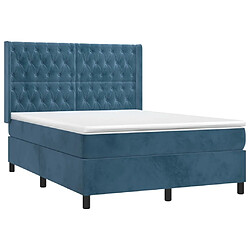 Avis Maison Chic Lit Adulte - Lit simple Lit à sommier tapissier et matelas moelleux - Meuble de Chambre - Bleu foncé 140x200cm Velours -MN64115