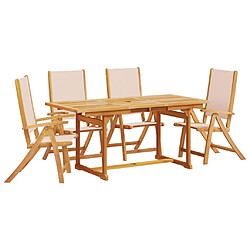 vidaXL Ensemble à manger de jardin 5pcs bois d'acacia solide textilène