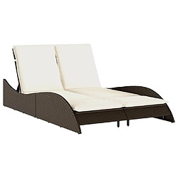 Maison Chic Chaise longue avec coussins, Transats, Bain de Soleil marron 114x205x73 cm résine tressée