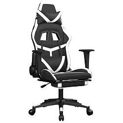 vidaXL Chaise de jeu avec repose-pied Noir et blanc Similicuir