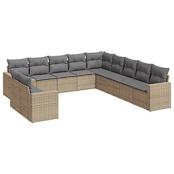 Maison Chic Salon de jardin 11 pcs avec coussins | Ensemble de Table et chaises | Mobilier d'Extérieur beige résine tressée -GKD97792