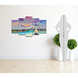 HOMEMANIA Tableau Mer - Décoration murale, nature et paysages - 5 pièces - pour Salon, Chambre - Multicolore en Bois de Pin, Polyester, 100 x 3 x 60 cm