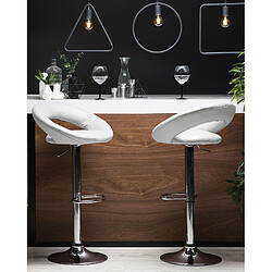 Beliani Tabouret de bar Set de 2 Cuir PU Blanc PEORIA