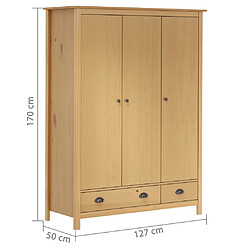 vidaXL Garde-robe à 3 portes Hill 127x50x170 cm Pin solide pas cher