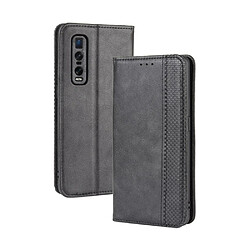 Etui en PU style vintage noir pour votre Oppo Find X2 Pro