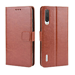 Wewoo Housse Coque en cuir à rabat horizontal Texture rétro Crazy Horse pour Xiaomi CC9e / A3avec porte-cartes et fentes cartes et cadre photo Marron