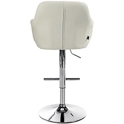 Decoshop26 Tabouret de bar chaise haute x1 fonction rotation 360° en PVC crème avec coutures décoratives piètement métal chromé 10_0005255 pas cher