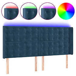 vidaXL Tête de lit à LED Bleu foncé 183x16x118/128 cm Velours