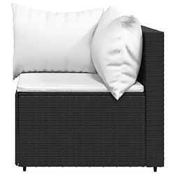 Acheter vidaXL Salon de jardin 3 pcs avec coussins Noir Résine tressée