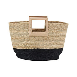 Aubry Gaspard Sac cabas en jute et bois naturel et noir.