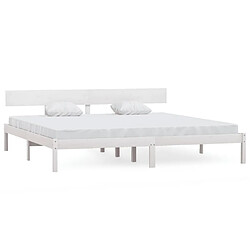 Maison Chic Lit Moderne Chambre - Cadre/structure de lit pour adulte Blanc Bois de pin massif 180x200 cm UK Super King -MN57519 