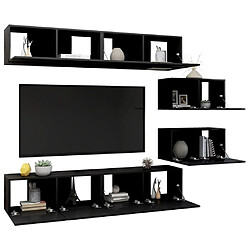 Avis Maison Chic Ensemble de meubles TV 6 pcs | Banc TV Moderne pour salon | Meuble de Rangement - Noir Aggloméré -MN30292