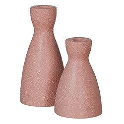 BigBuy Home Bougeoir Rose Céramique 9,5 x 9,5 x 12 cm