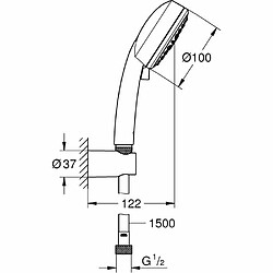 GROHE Ensemble de douche 2 jets avec support mural Vitalio Comfort 100 - Chromé - 26399000 pas cher