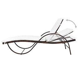 Avis vidaXL Chaise longue avec coussin Résine tressée Marron