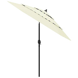 ComfortXL Parasol à 3 Niveaux Avec Mât En Aluminium Sable 2,5 M