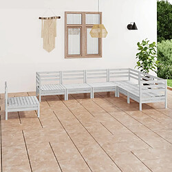 Maison Chic Salon de jardin 7 pcs - Table et chaises d'extérieur - Mobilier/Meubles de jardin Moderne Bois de pin massif Blanc -MN28490