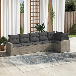 Maison Chic Salon de jardin 6 pcs avec coussins | Ensemble de Table et chaises | Mobilier d'Extérieur gris résine tressée -GKD45597