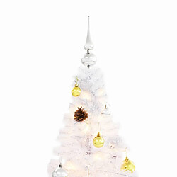 Acheter vidaXL Arbre de Noël artificiel pré-éclairé avec boules blanc 150 cm