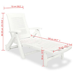 vidaXL Chaise longue avec repose-pied Plastique Blanc pas cher