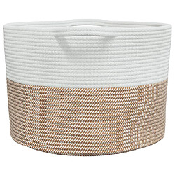 Acheter vidaXL Panier à linge marron et blanc Ø55x36 cm coton