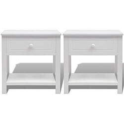 Avis Maison Chic Lot de 2 Tables de chevet,Table de nuit,Table d'appoint pour salon Bois Blanc -MN73212