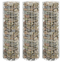 Maison Chic Jardinière,Lit surélevé - Bac à fleurs - pot de fleur à gabion circulaire 3pcs Acier galvanisé Ø30x100cm -GKD16218