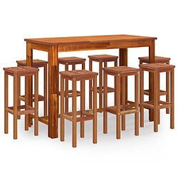 Maison Chic Table de bar et chaises d'extérieur 9 pcs,Ensemble de bar de jardin pour relax Bois d'acacia solide -GKD537984