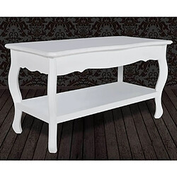 Avis Maison Chic Table basse pour salon | Table à café 2 couches MDF Blanc -GKD49306